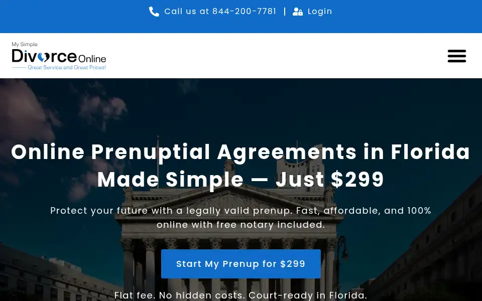 Screenshot of mysimpledivorceonline.com