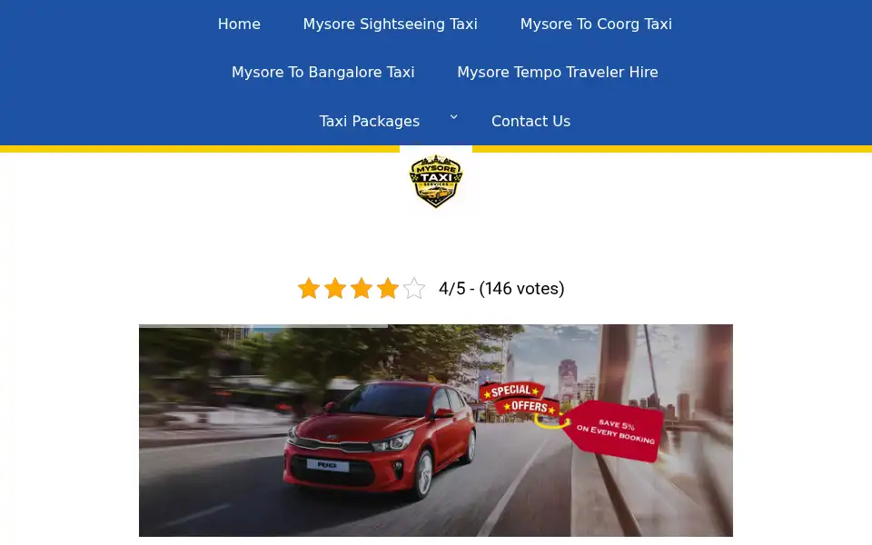 Screenshot of mysoretaxiservices.com