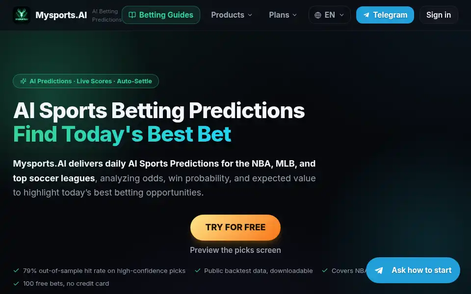 Screenshot of mysports.ai