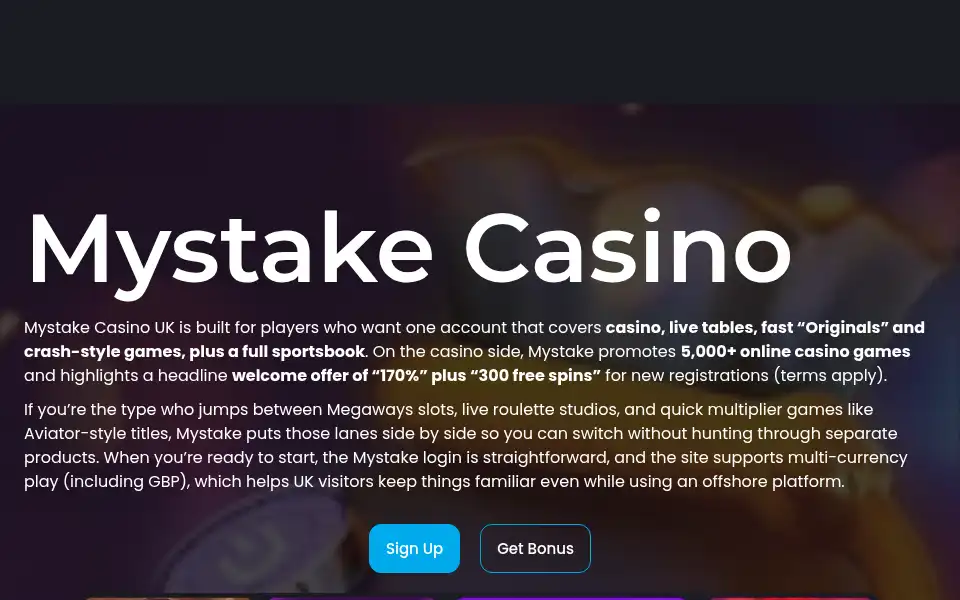 Screenshot of mystake.org.uk
