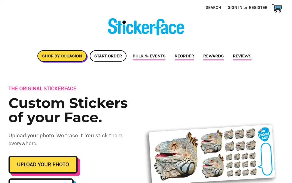 Screenshot of mystickerface.com