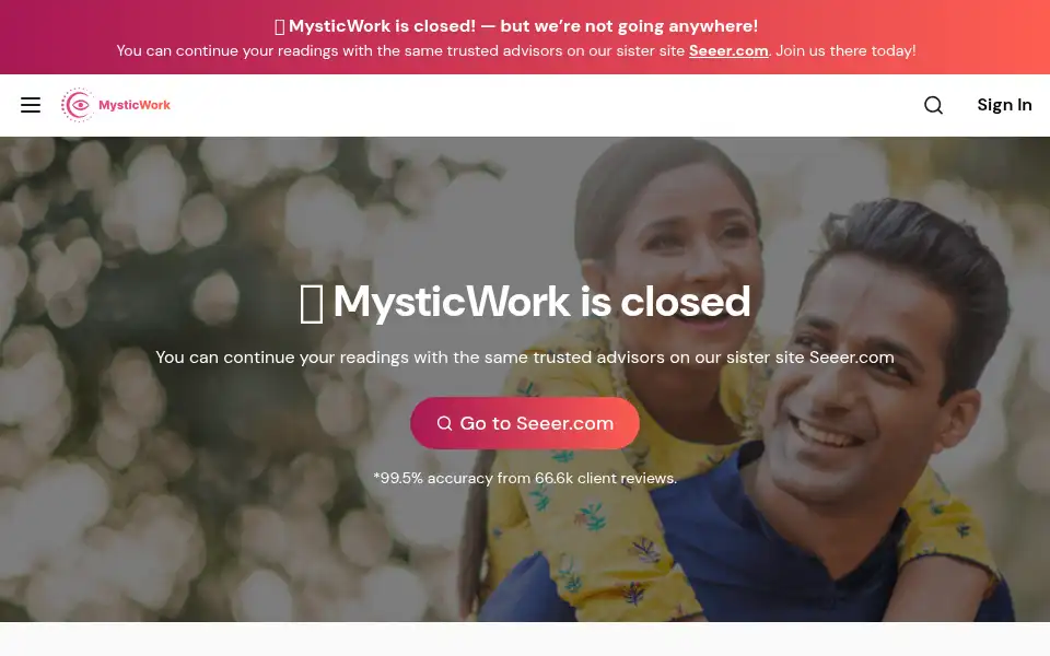 Screenshot of mysticwork.com