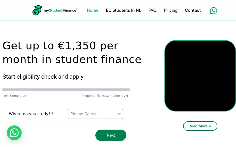 Screenshot of mystudentfinance.eu