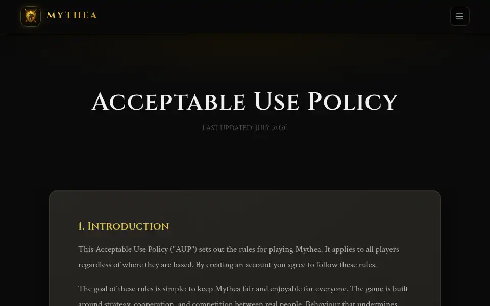 Screenshot of mythea-online.com