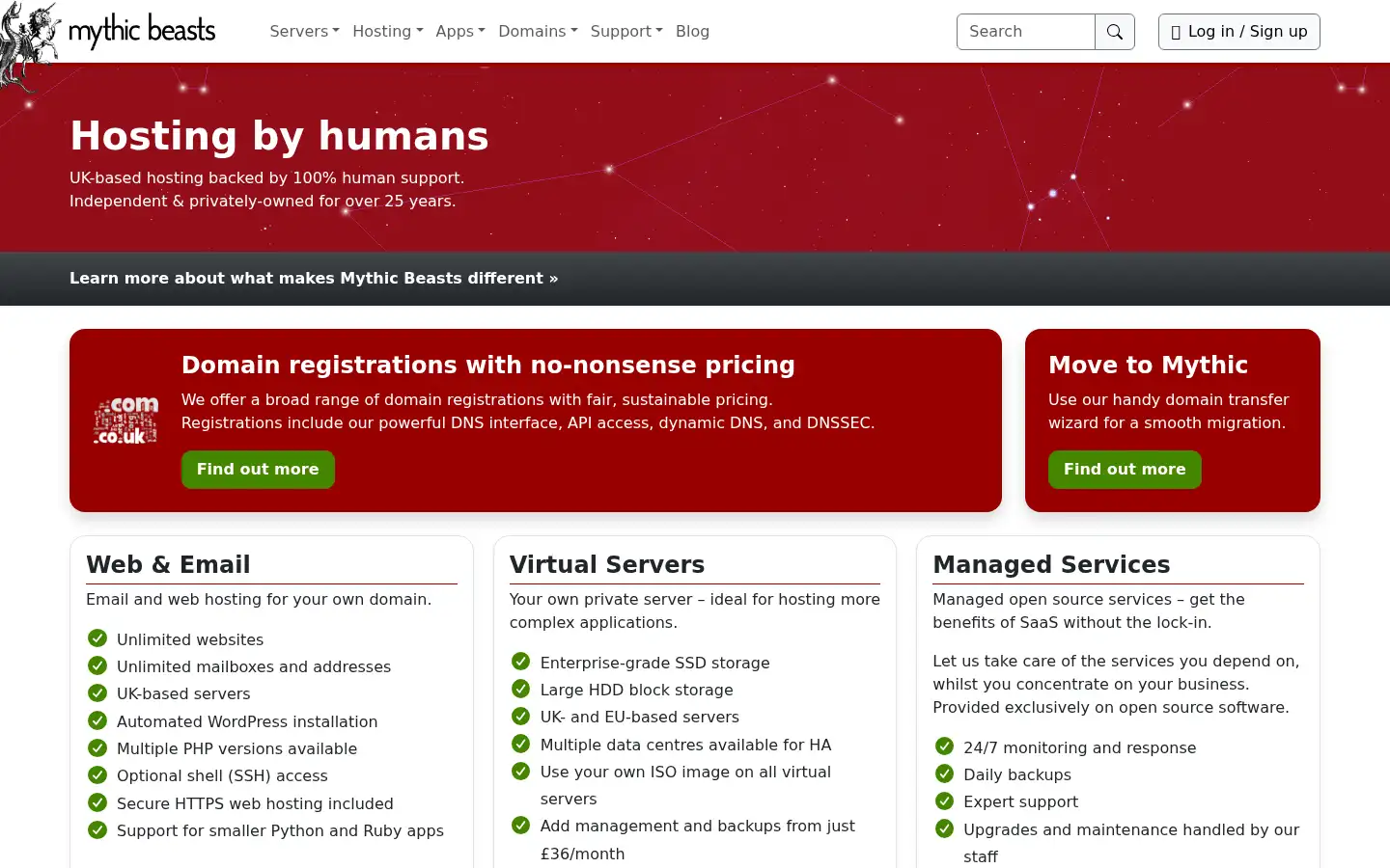 Screenshot of mythic-beasts.com