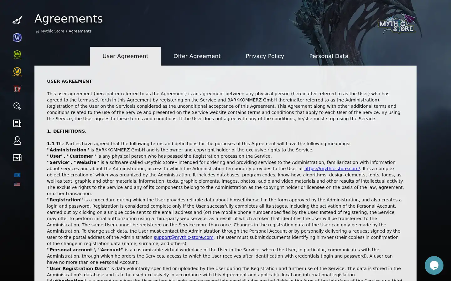 Screenshot of mythic-store.com