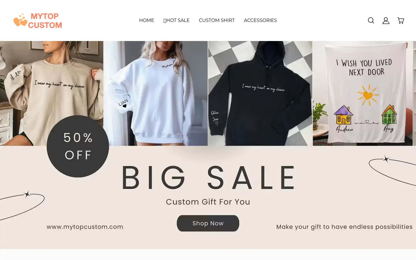 Screenshot of mytopcustom.com