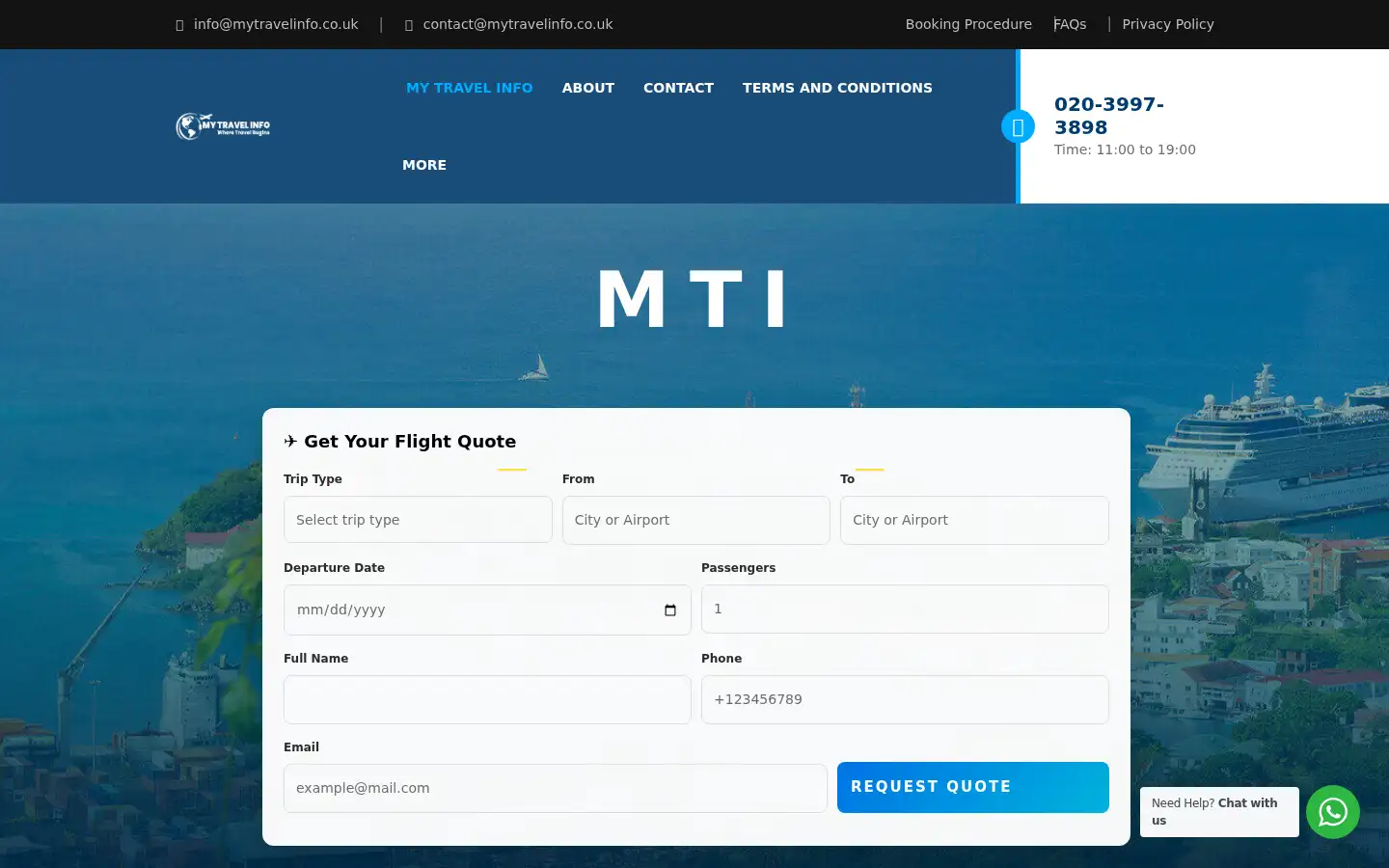 Screenshot of mytravelinfo.co.uk