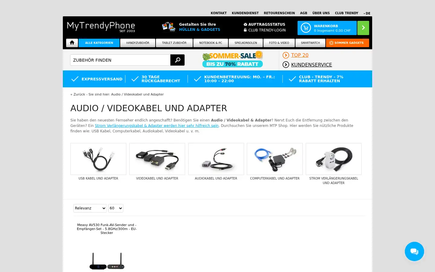 Screenshot of mytrendyphone.ch