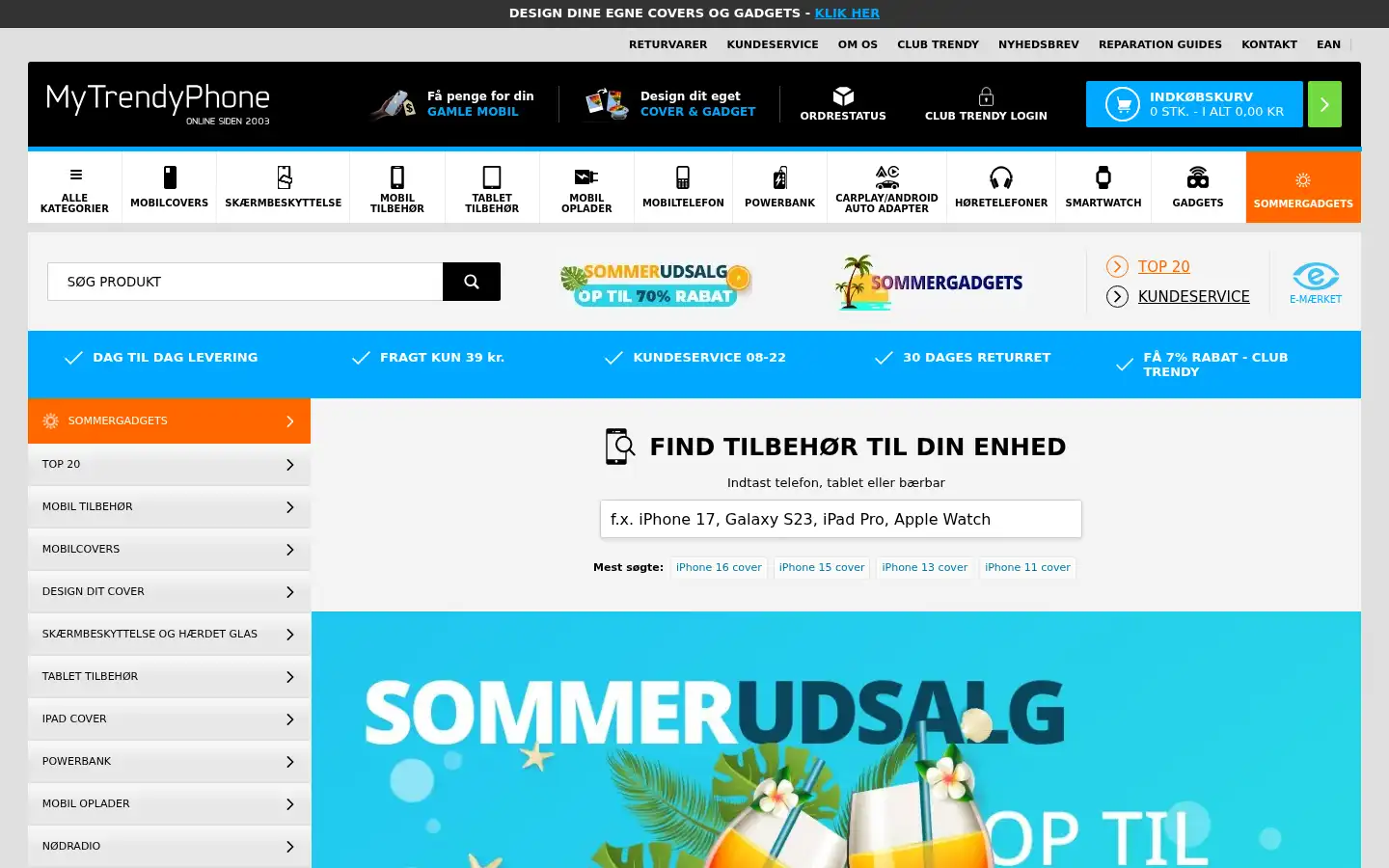 Screenshot of mytrendyphone.dk