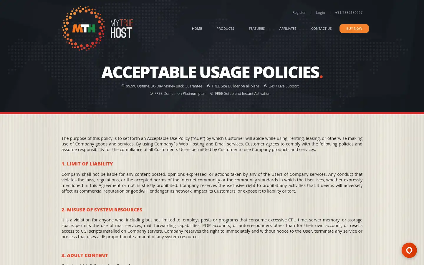 Screenshot of mytruehost.in
