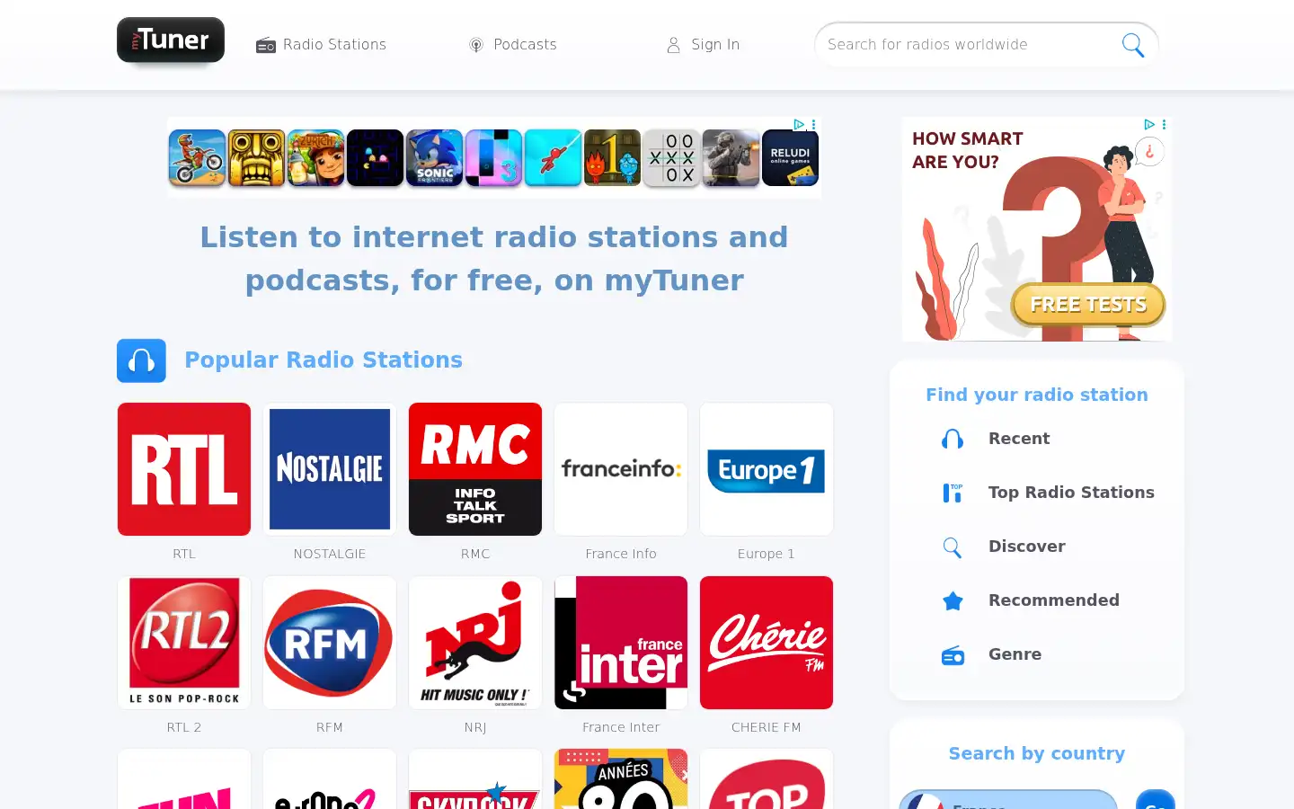 Screenshot of mytuner-radio.com
