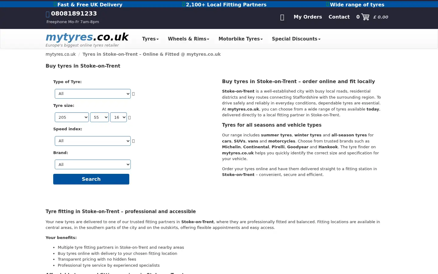 Screenshot of mytyres.co.uk