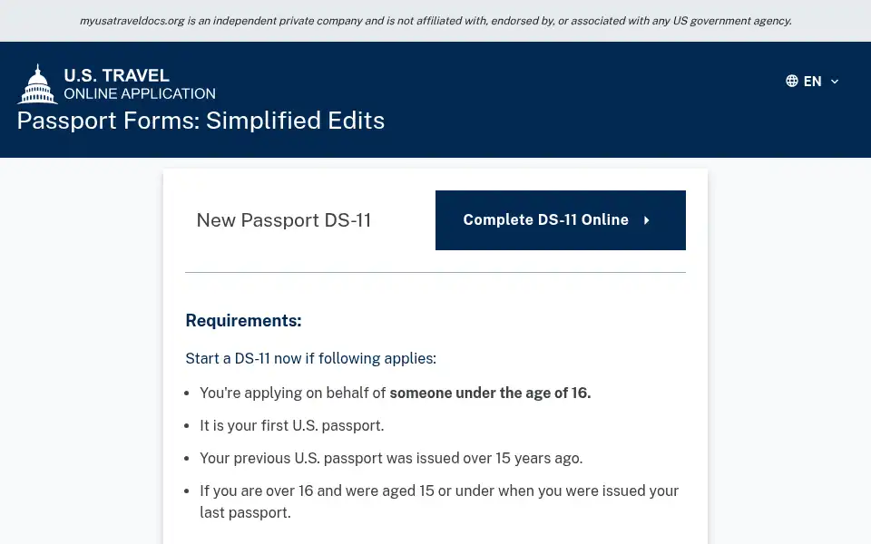 Screenshot of myusatraveldocs.org