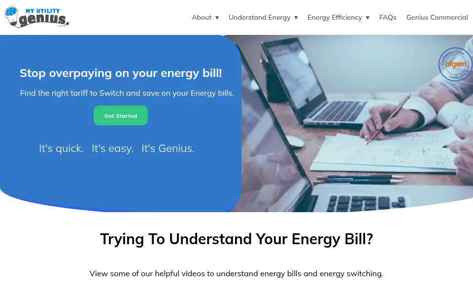 Screenshot of myutilitygenius.co.uk
