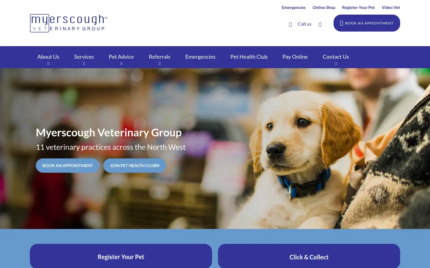 Screenshot of myvets.co.uk