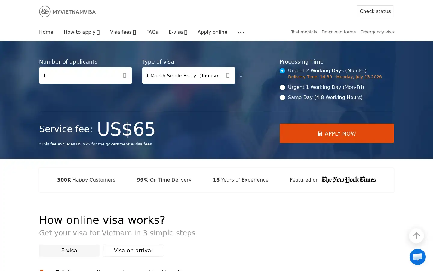 Screenshot of myvietnamvisa.com