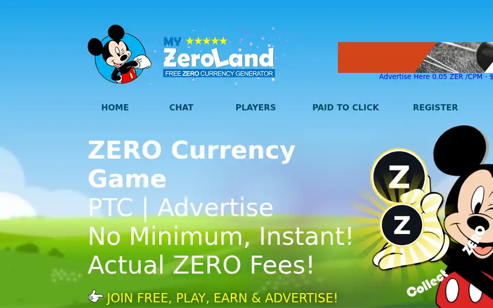 Screenshot of myzeroland.com