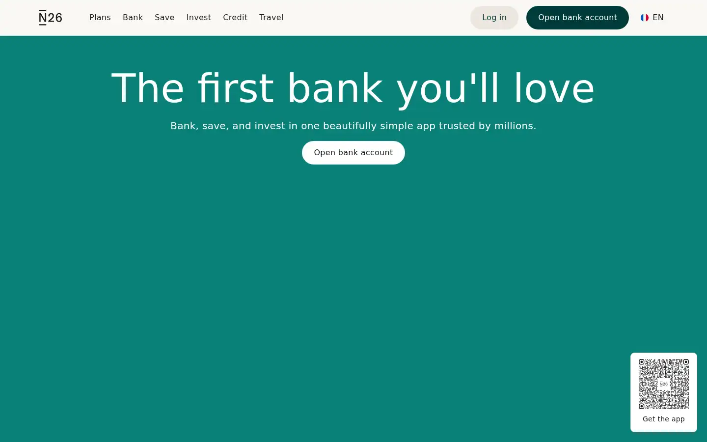 Screenshot of n26.com