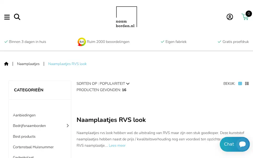 Screenshot of naamborden.nl