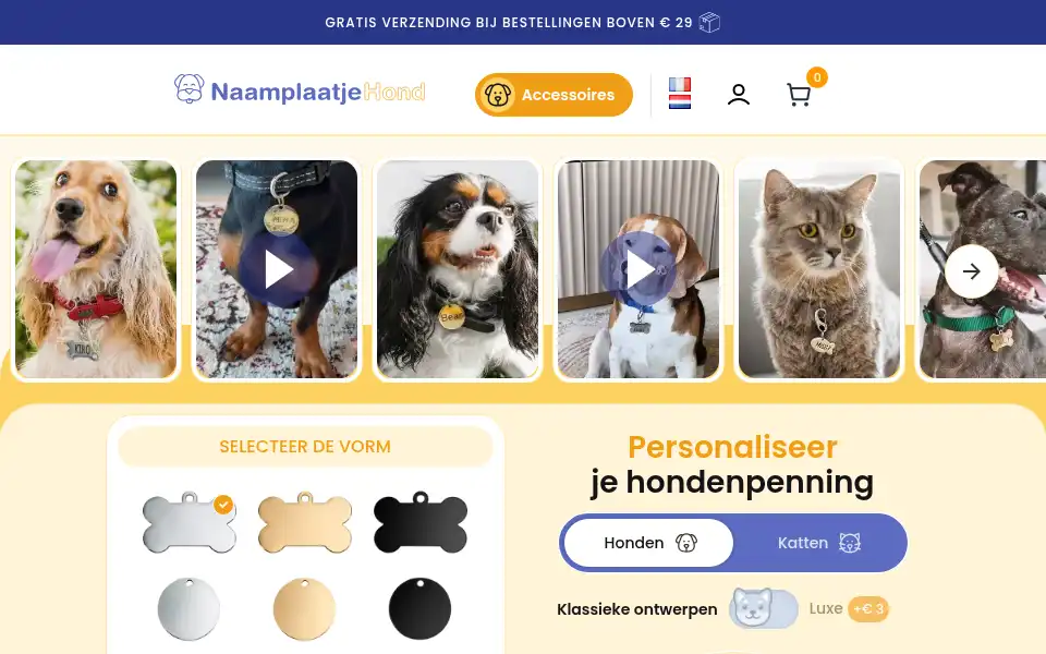 Screenshot of naamplaatjehond.be