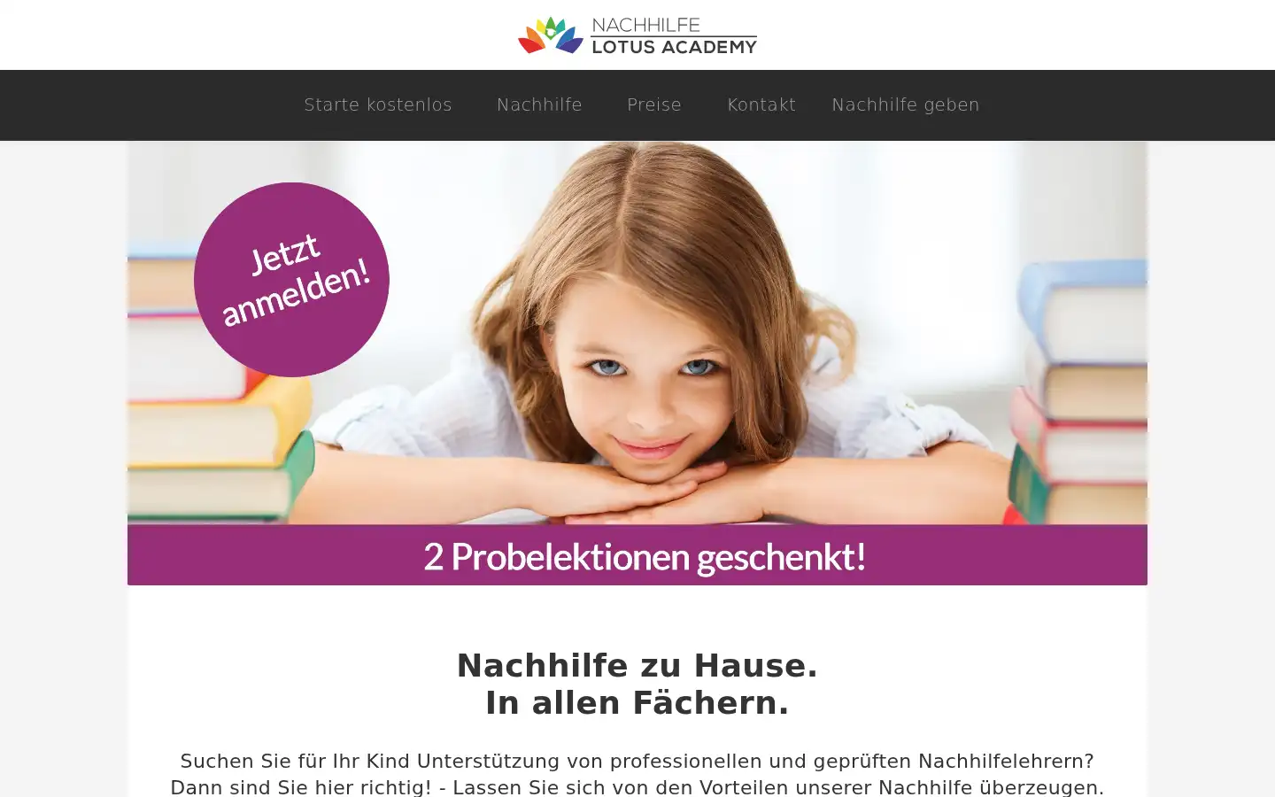 Screenshot of nachhilfe-lotusacademy.ch
