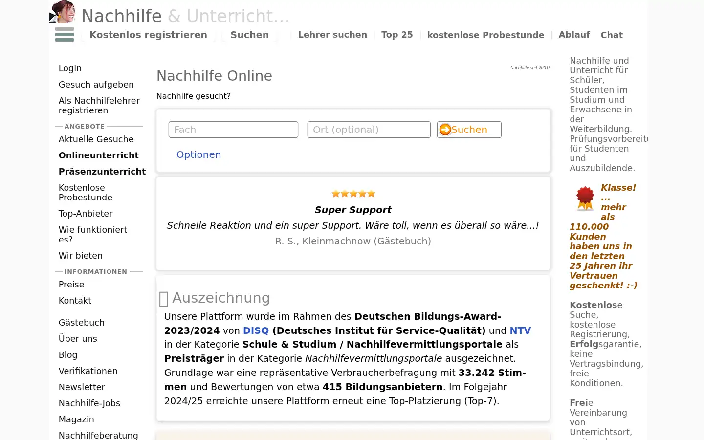 Screenshot of nachhilfe-vermittlung.com