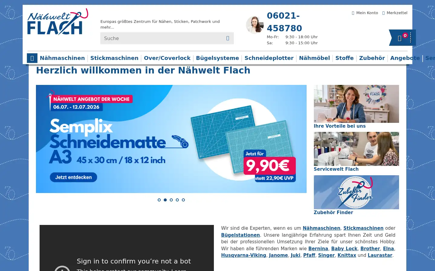 Screenshot of naehwelt-flach.de