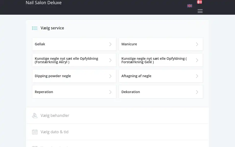 Screenshot of nailsalondeluxe.dk