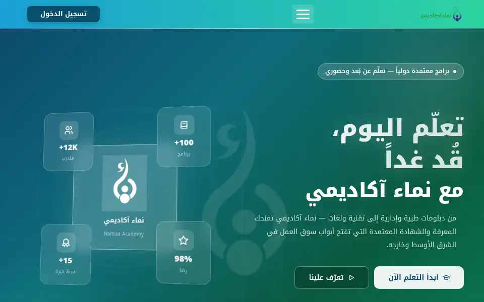Screenshot of nama2academy.com