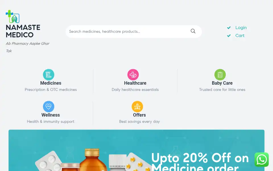 Screenshot of namastemedico.com
