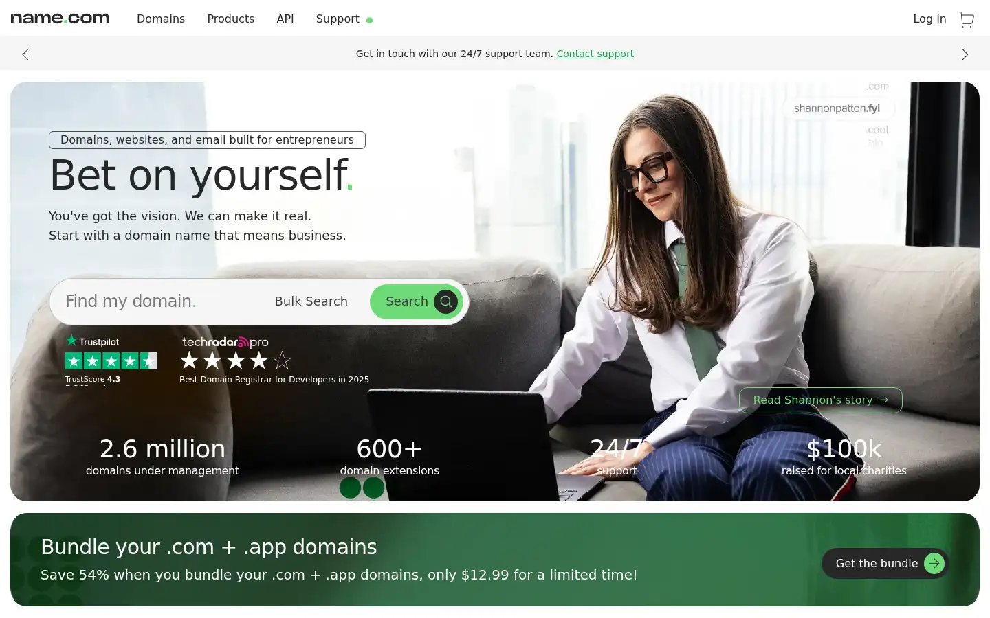 Screenshot of name.com