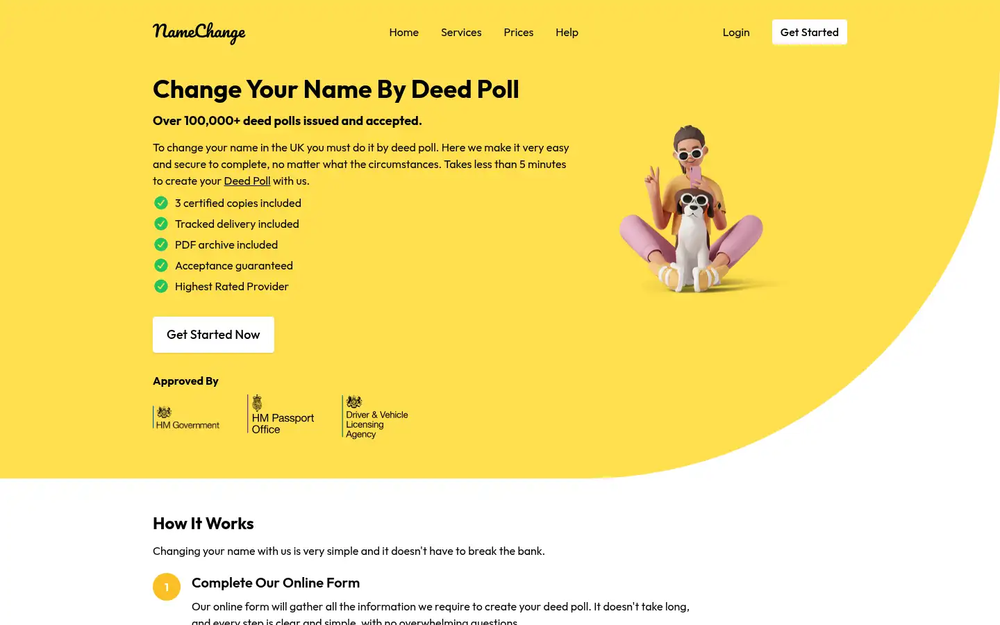 Screenshot of namechange.org.uk