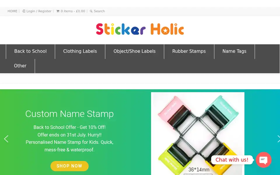 Screenshot of namelabel4kids.co.uk