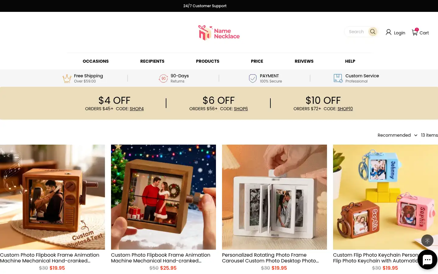 Screenshot of namenecklace.com
