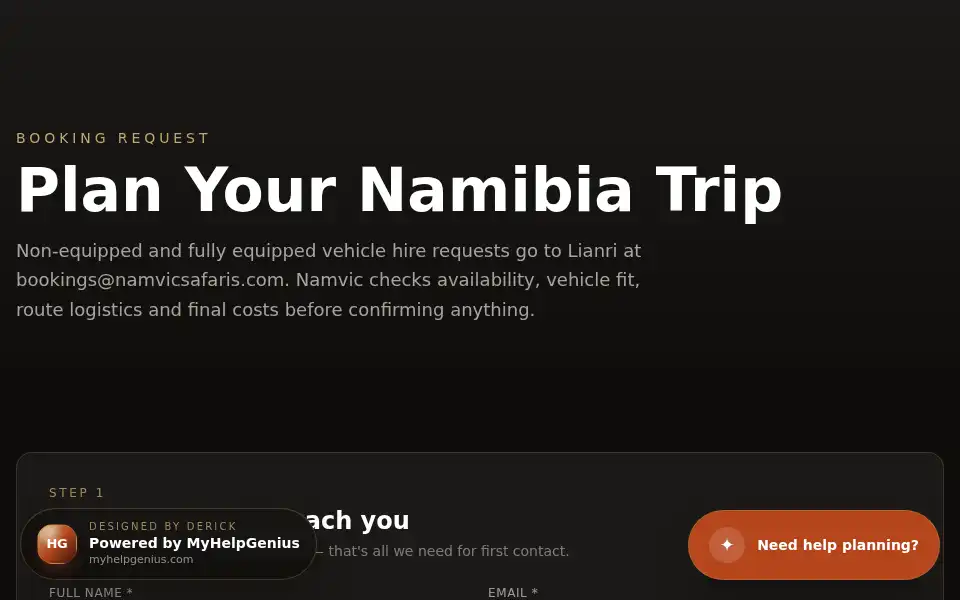 Screenshot of namvicsafaris.com