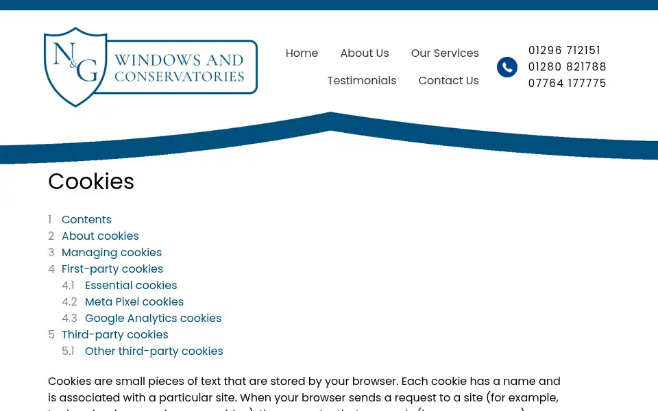 Screenshot of nandgwindows.co.uk