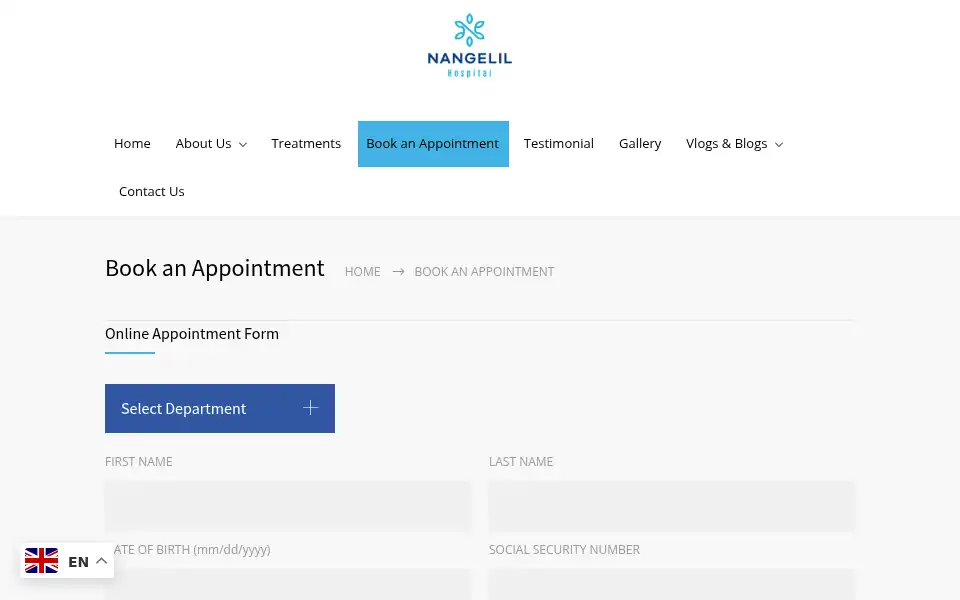 Screenshot of nangelilhospital.com