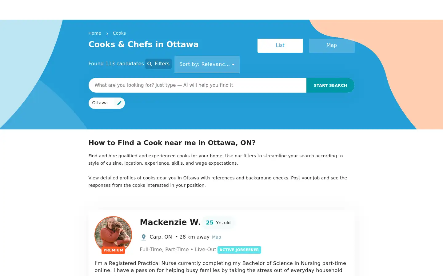 Screenshot of nannyservices.ca