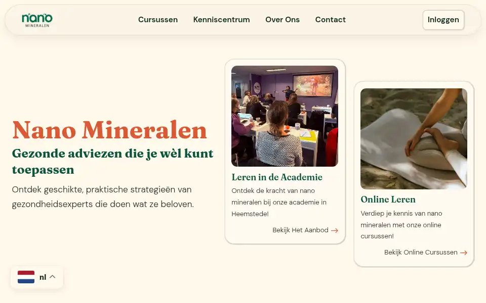 Screenshot of nanomineralen.nl