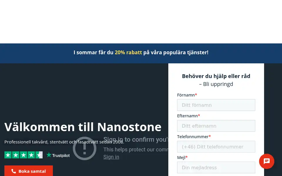 Screenshot of nanostone.se