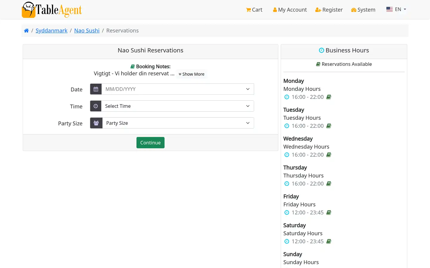 Screenshot of naosushi.dk