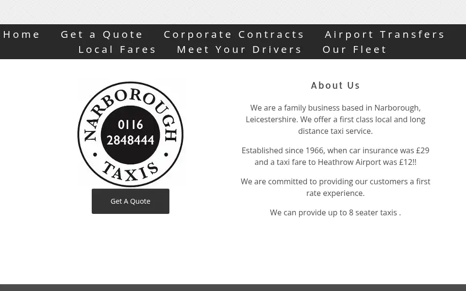 Screenshot of narboroughtaxis.co.uk