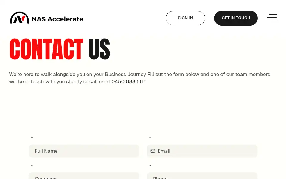 Screenshot of nasaccelerate.com.au