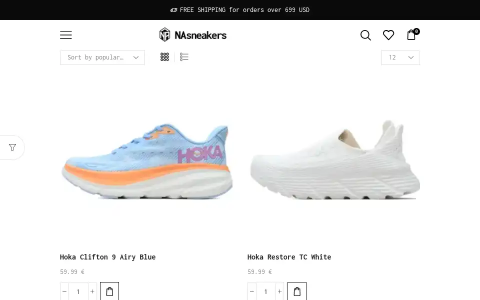 Screenshot of nasneakers.com
