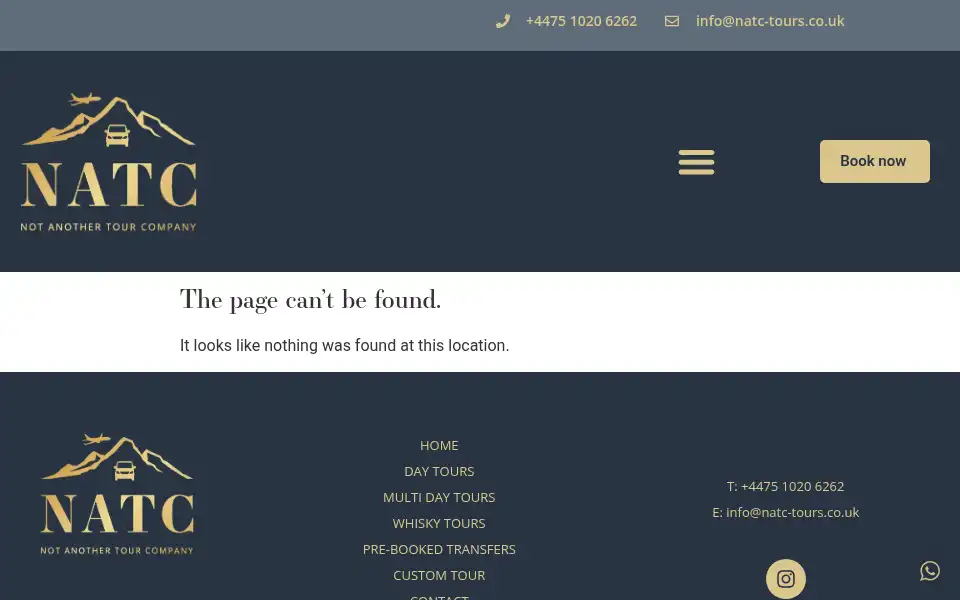 Screenshot of natc-tours.co.uk