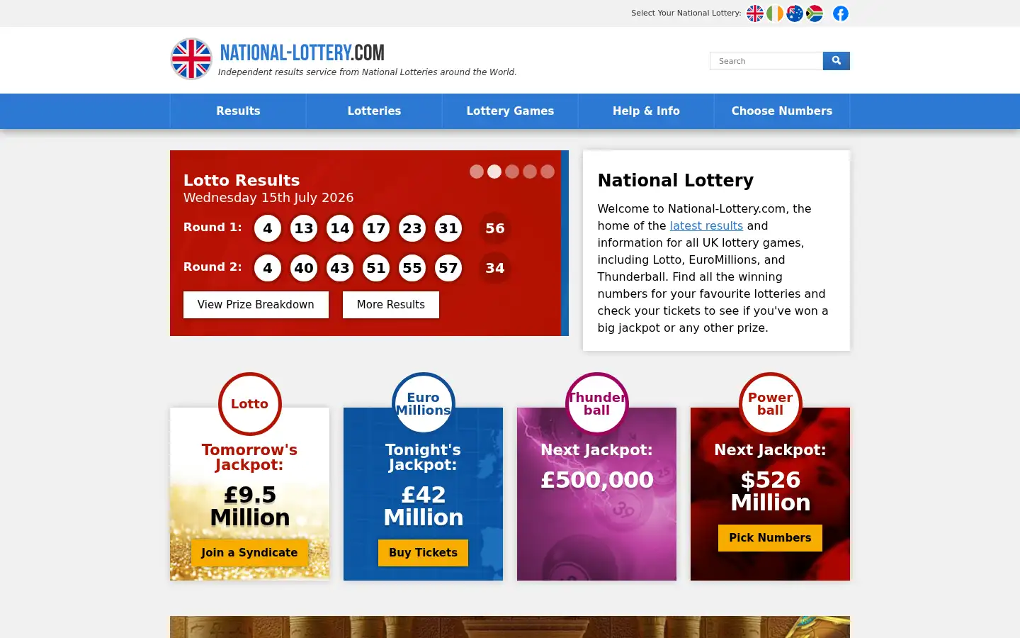 Screenshot of national-lottery.com
