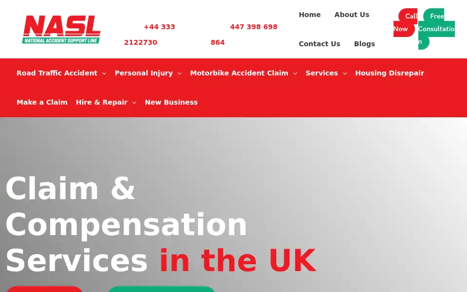 Screenshot of nationalaccidentsupportline.co.uk