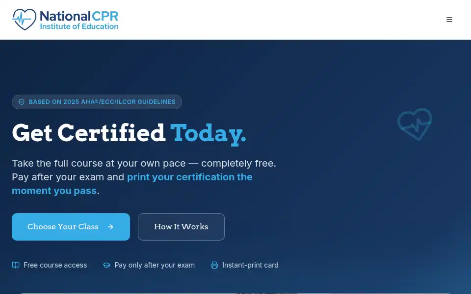 Screenshot of nationalcpr.com