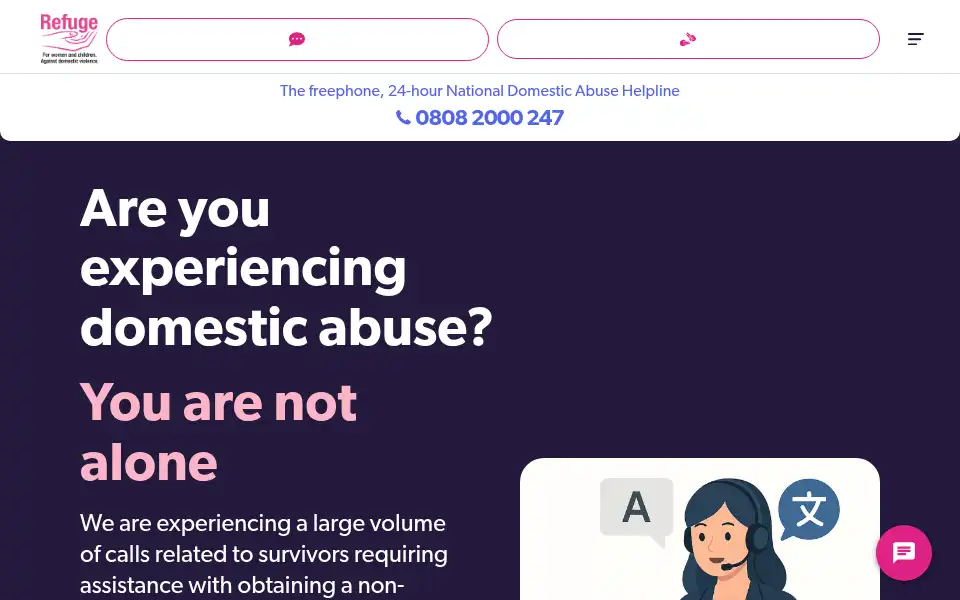 Screenshot of nationaldahelpline.org.uk